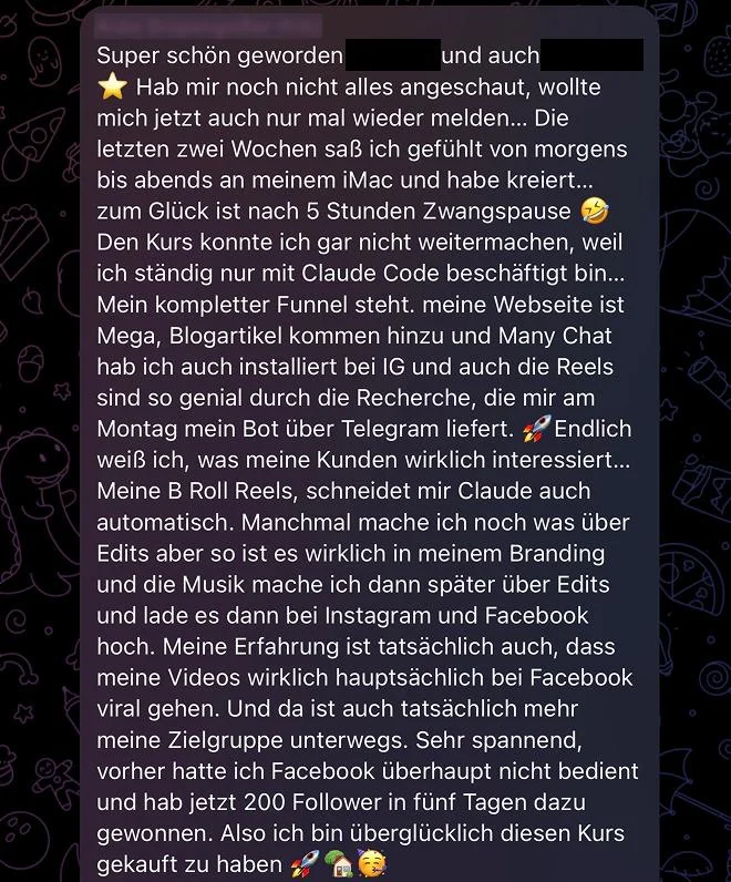 Nachricht einer Teilnehmerin