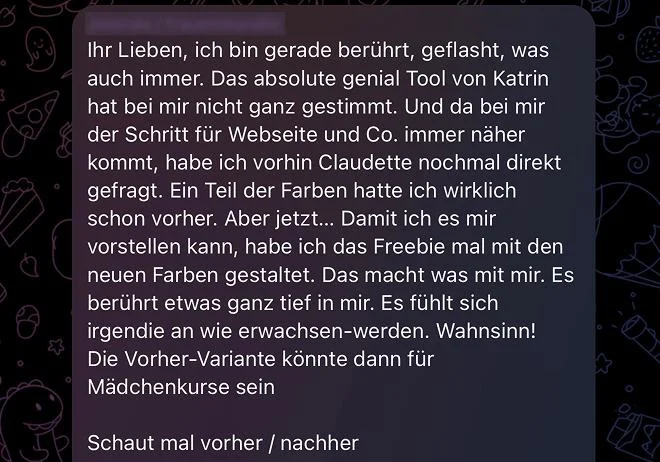 Nachricht einer Teilnehmerin
