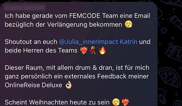 Nachricht einer Teilnehmerin