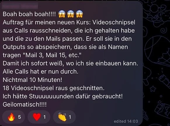 Nachricht einer Teilnehmerin
