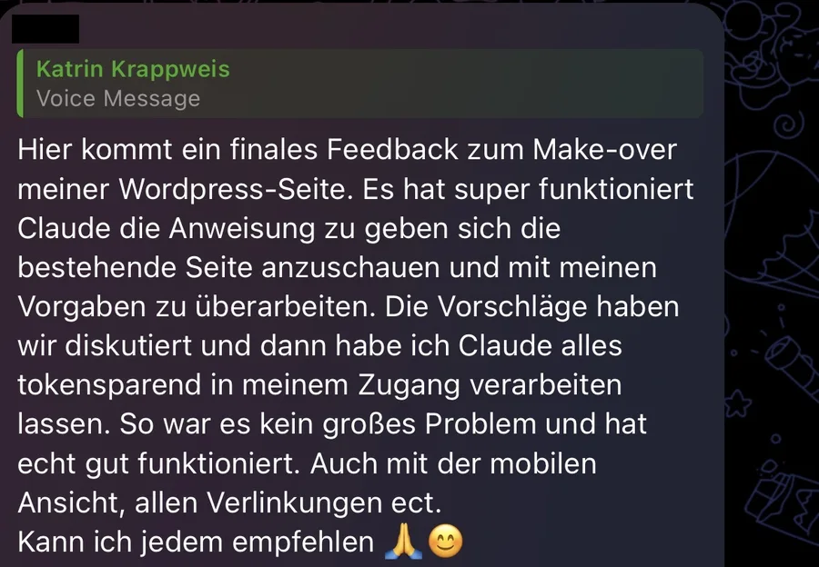 Stimme einer Teilnehmerin