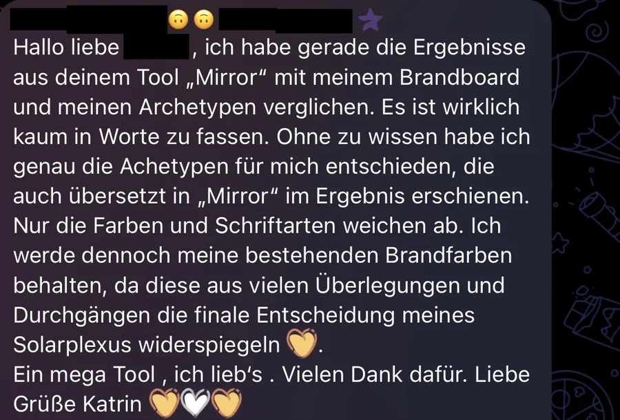 Nachricht einer Teilnehmerin