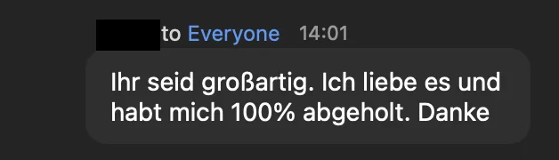 Nachricht einer Teilnehmerin