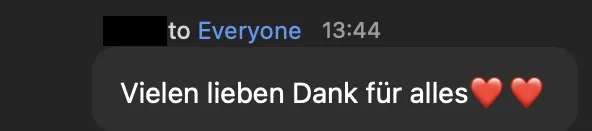 Nachricht einer Teilnehmerin