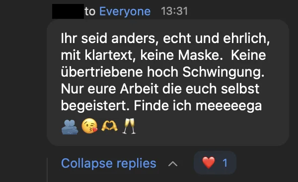 Nachricht einer Teilnehmerin
