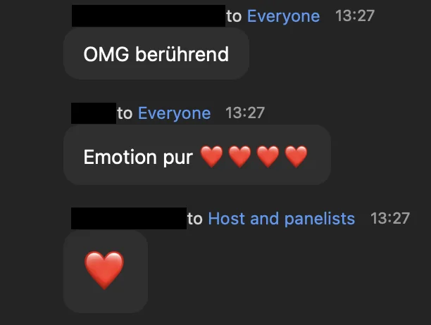 Nachricht einer Teilnehmerin